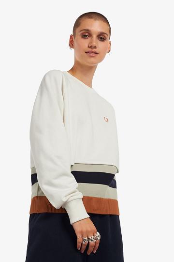Dámské Mikiny Fred Perry Pletené Trim Bílé | CZ 1044SGLO